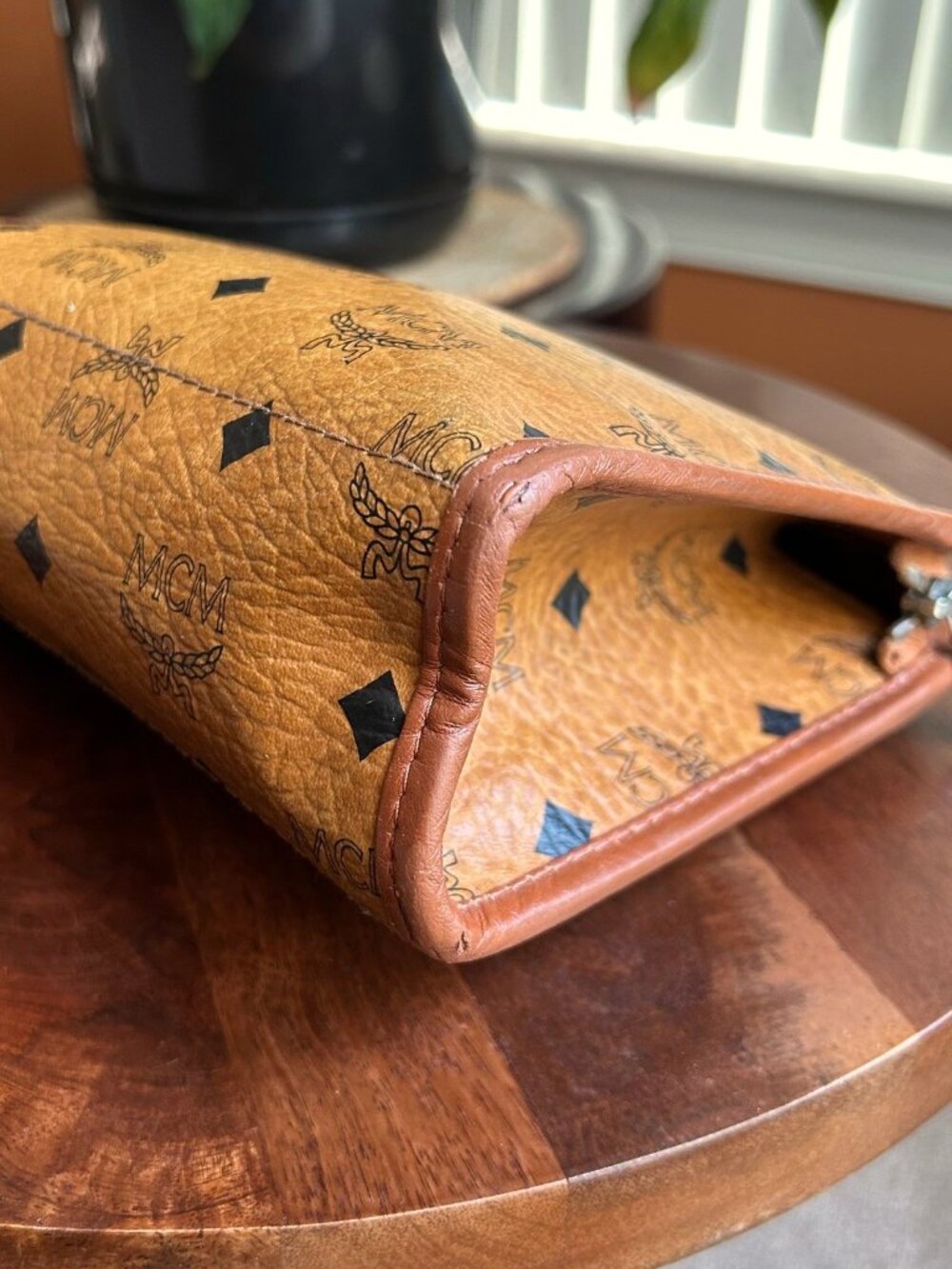 MCM Visetos Clutch Bag Pouch Vintage Cognac Tan - Picture 10 of 12